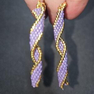 Handmade beaded spiral dangle earrings
